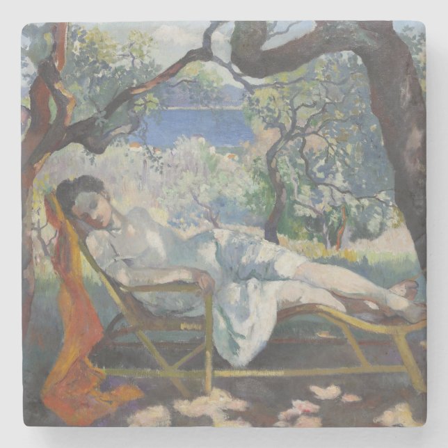 Jeanne Schlafen in einem schönen französischen Gar Steinuntersetzer (Vorderseite)