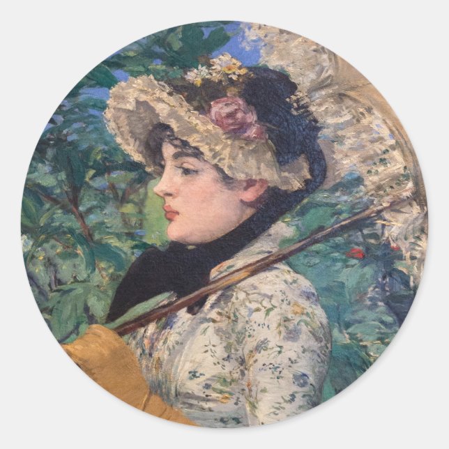 Jeanne (Spring) von Édouard Manet Runder Aufkleber (Vorderseite)