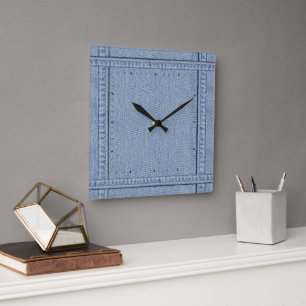 Jeans Clock Quadratische Wanduhr