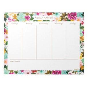 JEAN'S JOY Colorful Floral WEEKLY PLANNER Notizblock