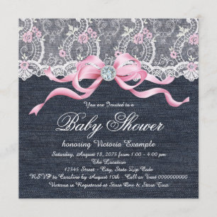 Jeans-Lace-Diamant-Bogen-Baby-Party Einladung