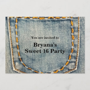 Jeans mit aufgenähtem Hosentaschen-Geburtstagsfeie Einladung