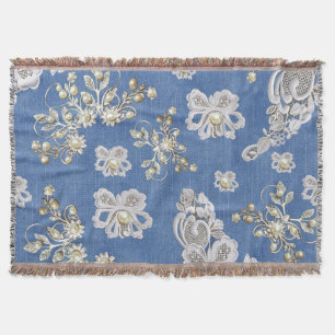 Jeans mit texturierter Spitze und Perlen Decke