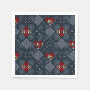 Jeans-Patchwork, Patchwork, Textil, blaues Muster Serviette