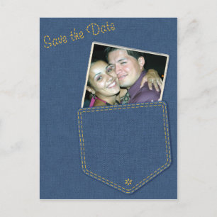 Jeans Pocket Denim Save the Date Postcard Ankündigungspostkarte