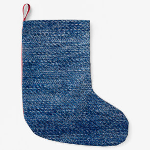 Jeans Stoff denim Struktur blau Kleiner Weihnachtsstrumpf