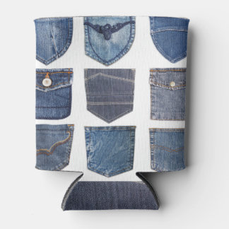 Jeans Taschen, abgeschieden weißer Hintergrund. Dosenkühler