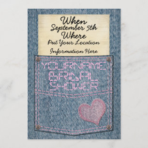 Jeans-Taschen-Hochzeitsduscheinladungen Einladung