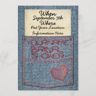 Jeans-Taschen-Hochzeitsduscheinladungen Einladung