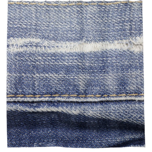 Jeans Textur: Denim Hintergrund. Duschvorhang (Vorderseite)