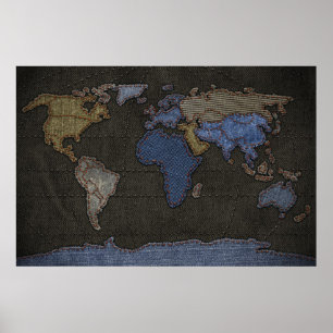 Jeans World Map (keine Etiketten) Poster