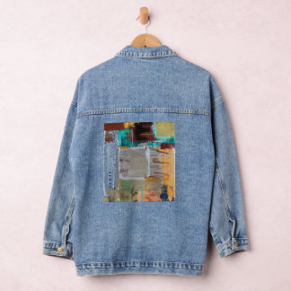 Jeansjacke mit abstrakter Kunst