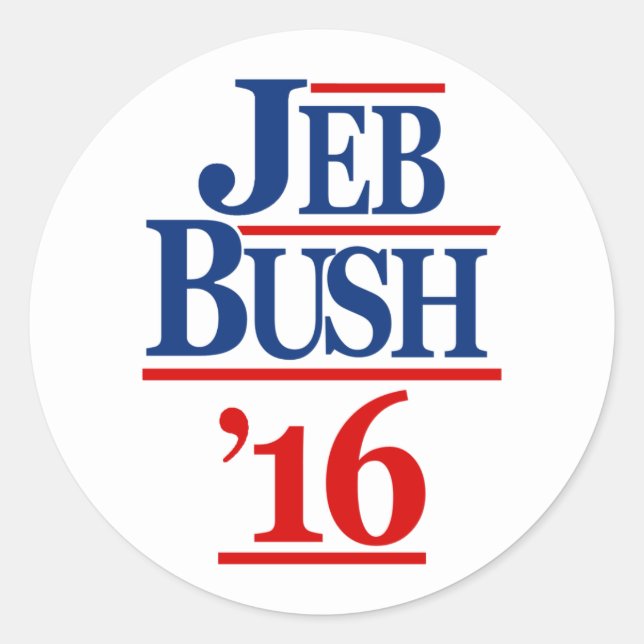Jeb Bush 2016 Runder Aufkleber (Vorderseite)