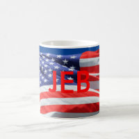 Jeb Running President USA, American Flag, Tasse