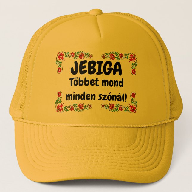 JEBIGA Többet mond minden szónál! sárga mici Truckerkappe (Vorderseite)