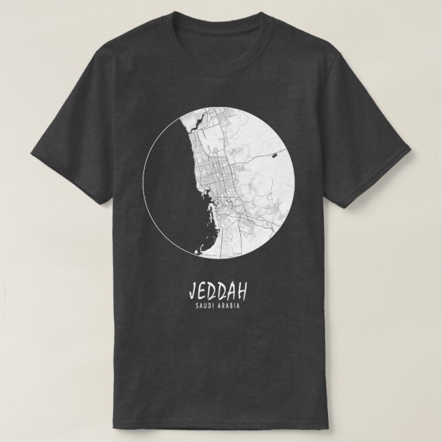 Jeddah Makkah Saudi Arabien Stadtplan Vollmond T-Shirt (Design vorne)