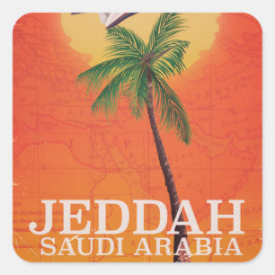 Jeddah Saudi Arabien Reiseplakat Quadratischer Aufkleber