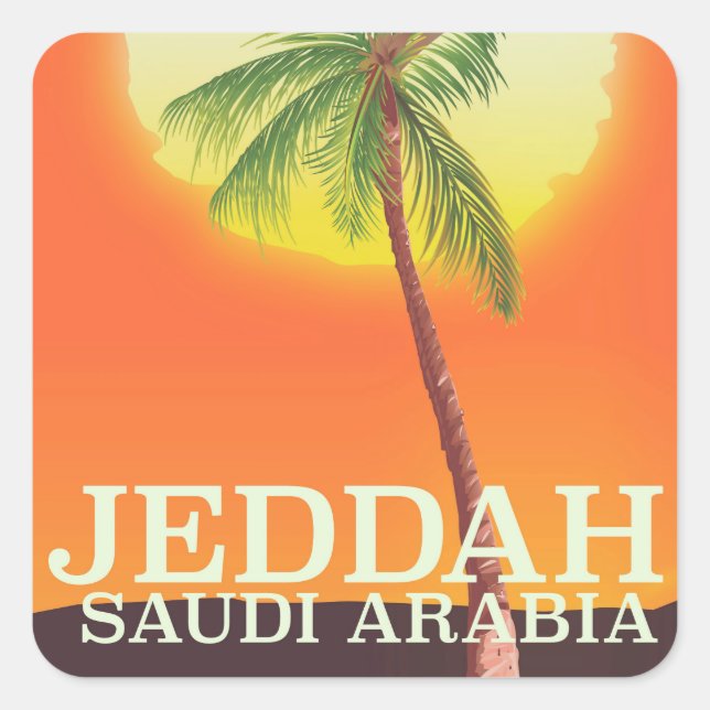 Jeddah Saudi Arabien Reiseplakat Quadratischer Aufkleber (Vorderseite)