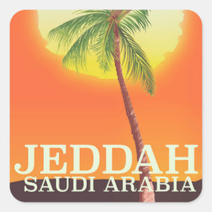 Jeddah Saudi Arabien Reiseplakat Quadratischer Aufkleber