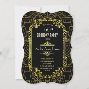 JEDE ALTER Black & Gold Gatsby Geburtstagsparty Einladung