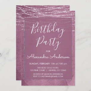 Jede Alters-lila Schnur beleuchtet Einladung