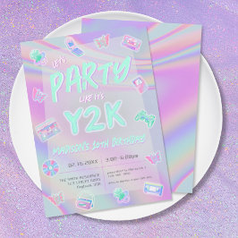 JEDE ALTERSJAHRE Y2K-Irisierter RegenbogenGeburtst Einladung