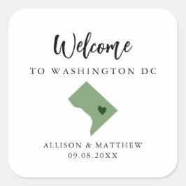 Jede Color Washington DC Wedding Welcome Bag Quadratischer Aufkleber