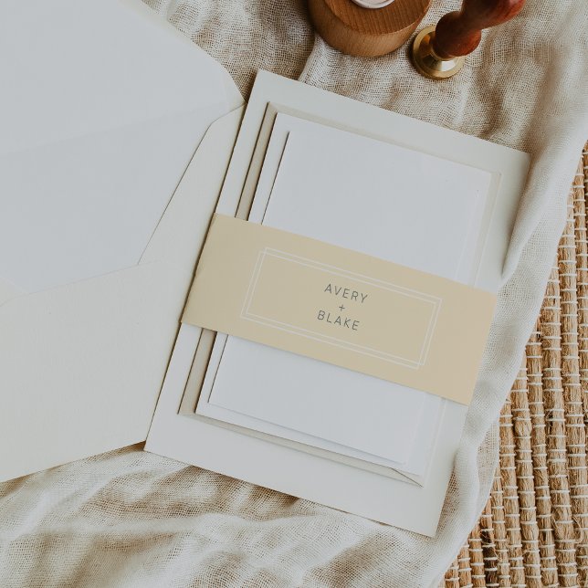 JEDE einfache neutrale Buttergelbe Hochzeit Einladungsbanderole (AVERY Simple Neutral Butter Yellow Wedding Invitation Belly Band)