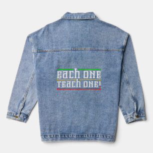 Jede einzelne Teach Ein Rasta Colors Unisex Reggae Jeansjacke