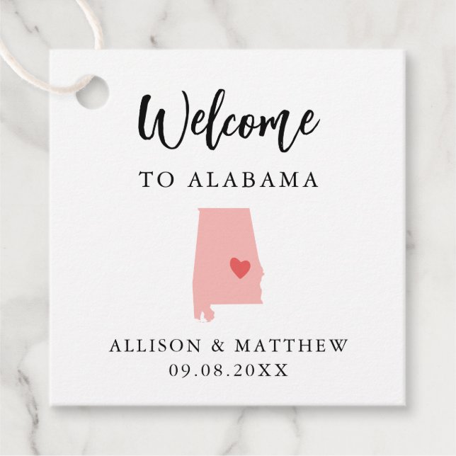 Jede Farbe Alabama Hochzeitungs-Begrüßungstasche Geschenkanhänger (Vorderseite)