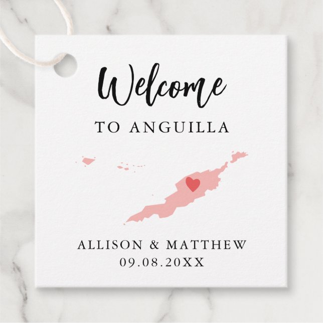 Jede Farbe Anguilla Hochzeitungs-Begrüßungstasche Geschenkanhänger (Vorderseite)
