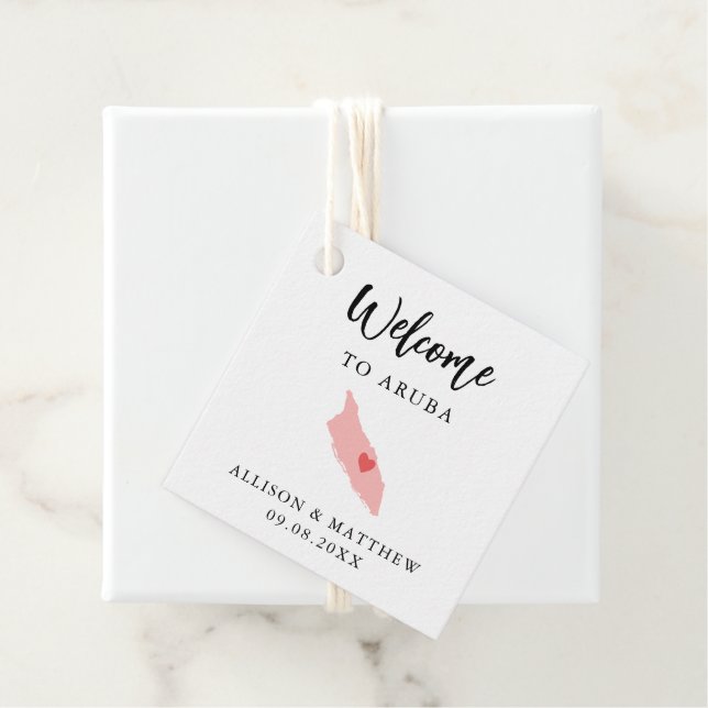 Jede Farbe Aruba Hochzeitungs-Begrüßungstasche Geschenkanhänger (Beispiel)