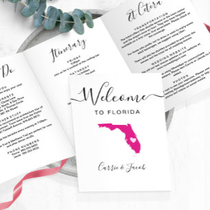 Jede Farbe Florida Hochzeitstag Begrüßungsreise Dreifach-gefaltete Programmkarte
