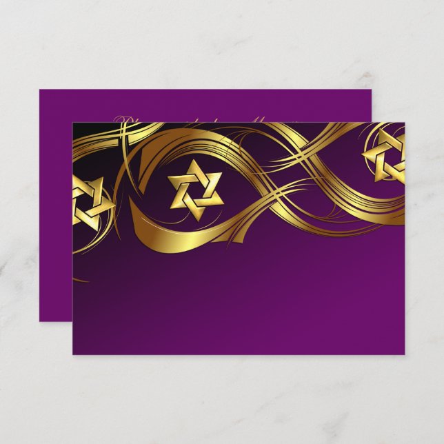 Jede Farbe Golden Star Swak Bat Mitzvah UAWG RSVP Karte (Vorne/Hinten)