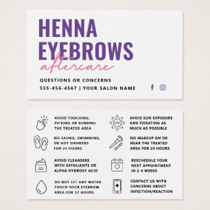 Jede Farbe Henna Brows Brows Tint Aftercare-Karte