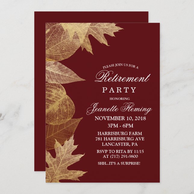 JEDE FARBE - Herbstlaub Einladung zur Einberufung (Vorne/Hinten)