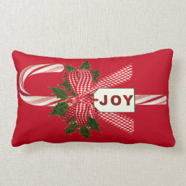 Jede Farbe Hintergrund Candy Cane "Joy" Weihnachte Lendenkissen