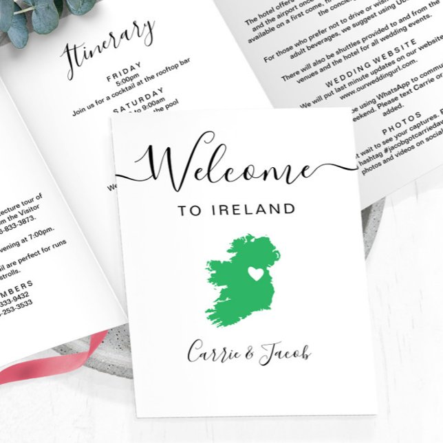 Jede Farbe Irland Hochzeit Begrüßungsschreiben Dreifach-gefaltete Programmkarte (Ireland Wedding Welcome Letter & Itinerary)