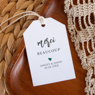 Jede Farbe Merci Beaucoup Tag, Hochzeit danke Geschenkanhänger