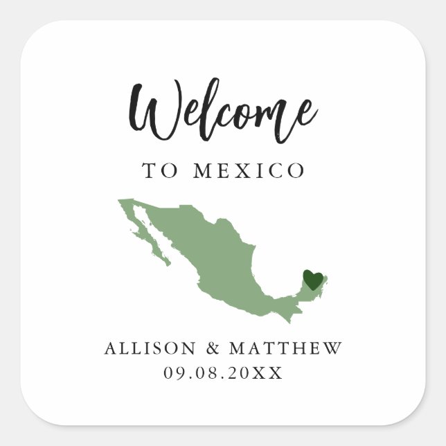 Jede Farbe Mexiko Hochzeitsnadel oder -box Quadratischer Aufkleber (Vorderseite)