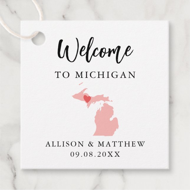 Jede Farbe Michigan Wedding Welcome Bag Geschenkanhänger (Vorderseite)
