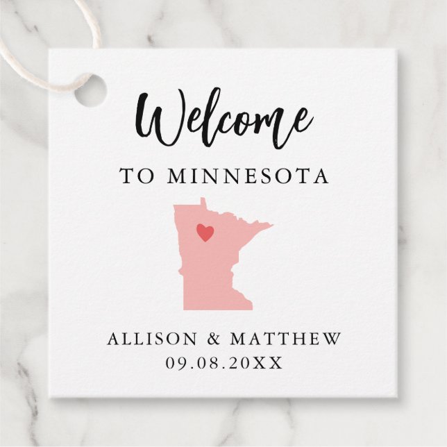 Jede Farbe Minnesota Hochzeitungs-Begrüßungstasche Geschenkanhänger (Vorderseite)