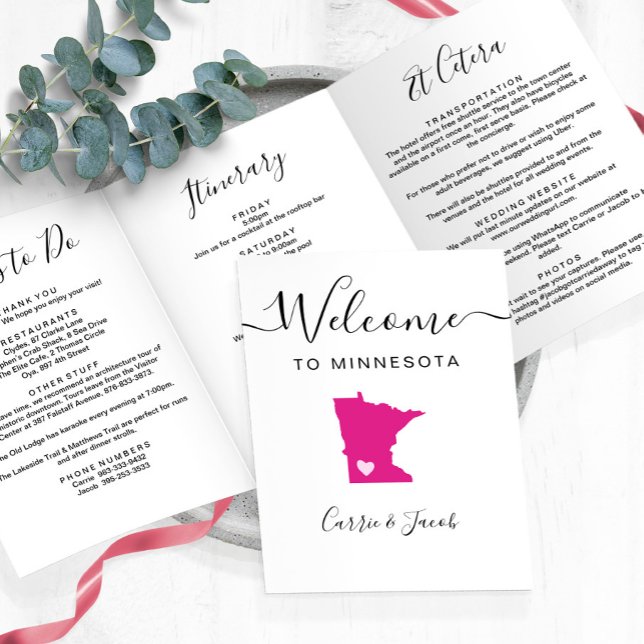 Jede Farbe Minnesota Karte Hochzeitstag Begrüßungs (Minnesota wedding welcome letter & itinerary)