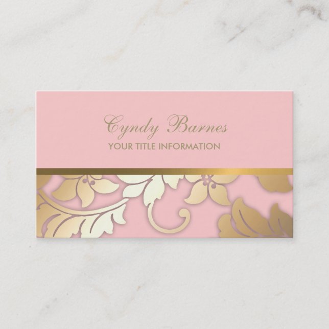 Jede Farbe mit Gold Damask Business Card Visitenkarte (Vorderseite)