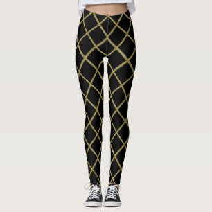 Jede Farbe mit Gold Glitzer Grid Tasche Leggings