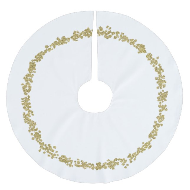 Jede Farbe mit goldenen Glittermustern Polyester Weihnachtsbaumdecke (Vorderseite)