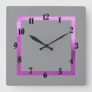 Jede Farbe mit Lila Grenze Quadratische Wanduhr