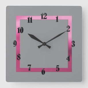 Jede Farbe mit rosa Rand Quadratische Wanduhr