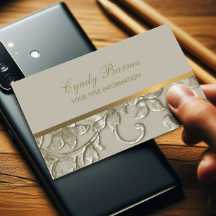 Jede Farbe mit Tan Damask Business Card Visitenkarte