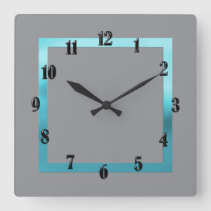 Jede Farbe mit türkisfarbenem Rand Quadratische Wanduhr